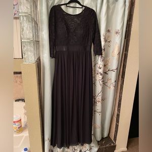 Custom Size See-Through Maxi Lace Evening Dress with Half Sleeve